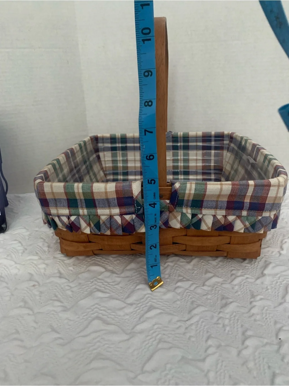 Vintage Longaberger Basket Plaid Stationary Handle Plastic Protector Liner 1991